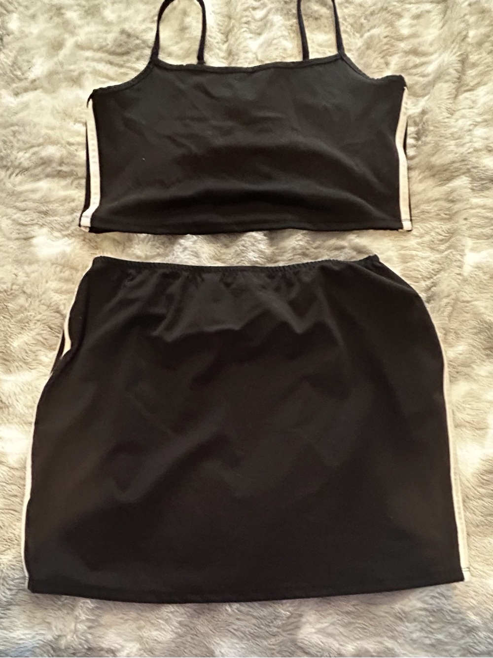 Black Mini Skirt with White Side Stripe
